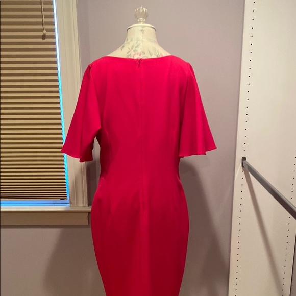 Eliza J Red V-Neck Sheath Midi Dress - Picture 7 of 10